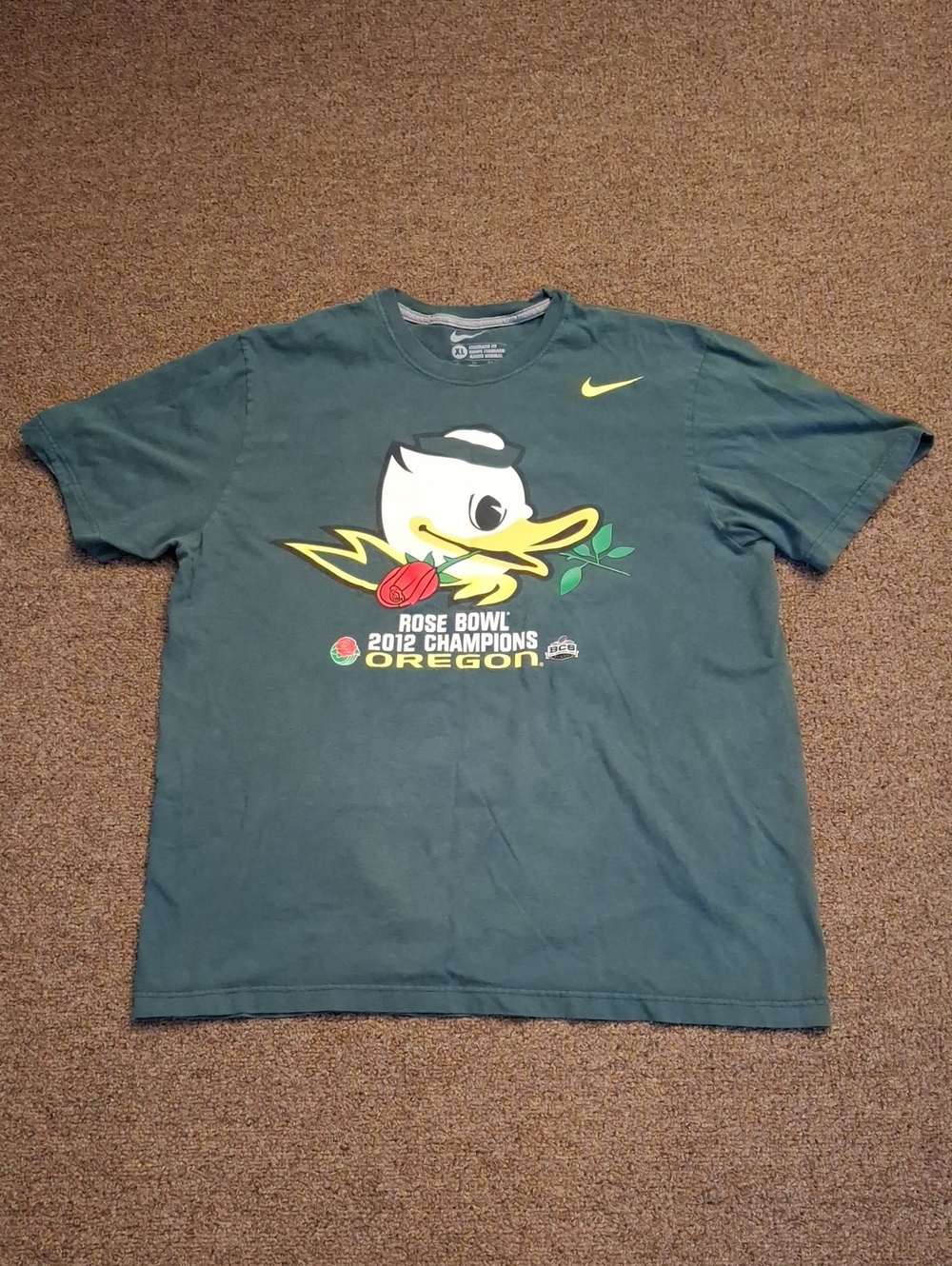 Nike Green Oregon Duck Rose Bowl 2013 Champions Graphic T-Shirt XL
